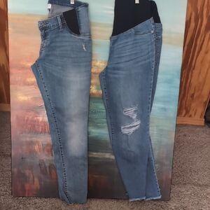 Isabel Maternity by Ingrid & Isabel Blue Distressed Skinny Jeans 8 Lot Of 2